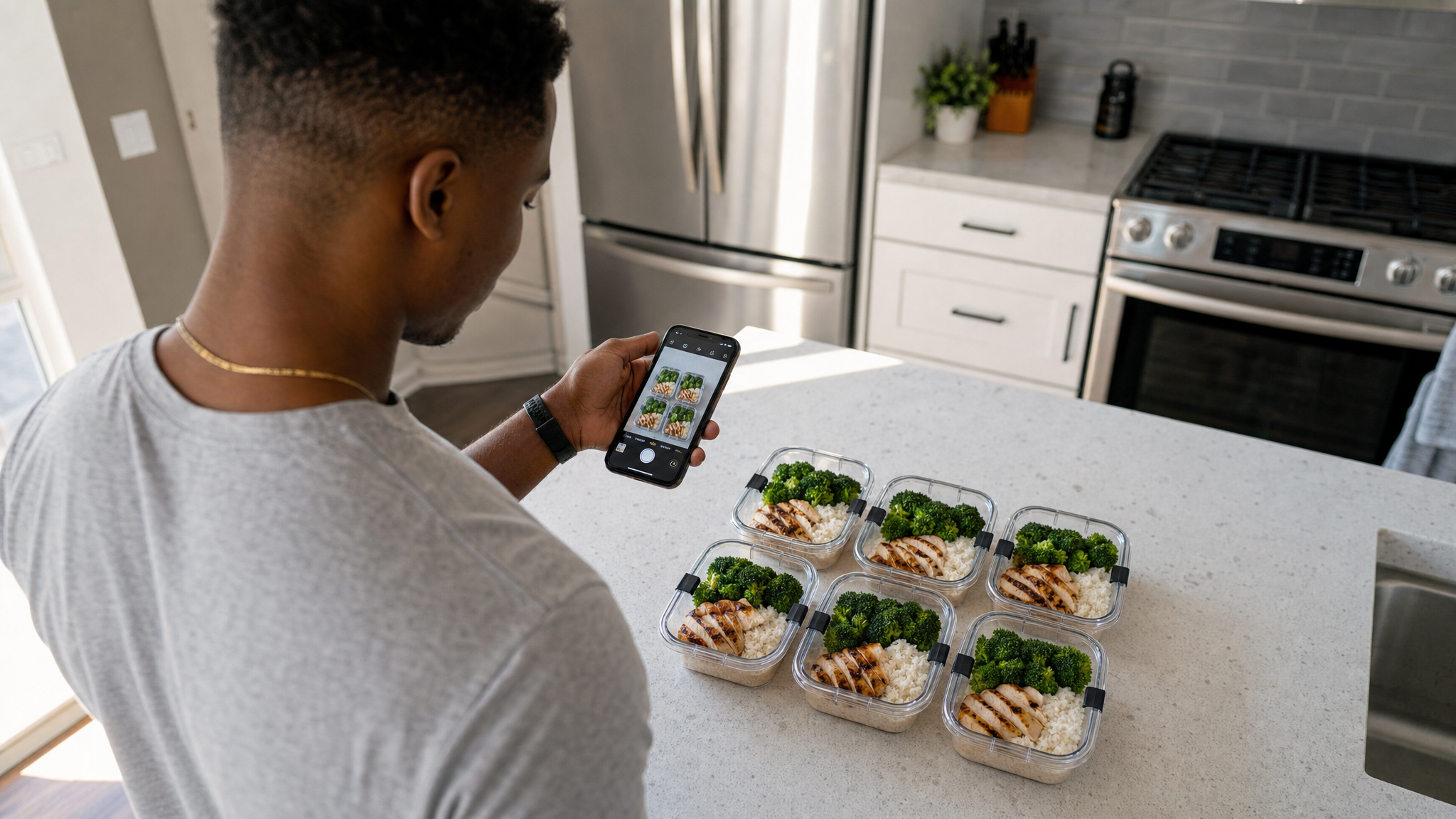 Man scanning nutrition label